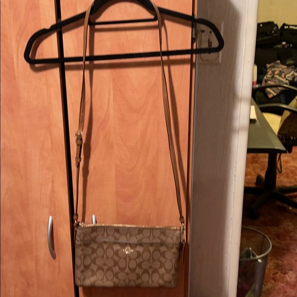 Coach signature crossbody tan